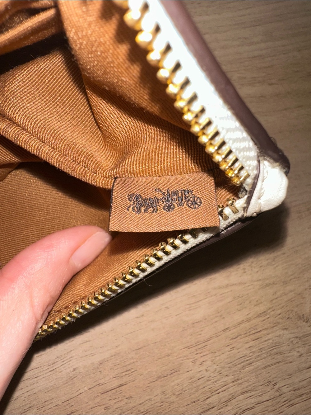 Coach Tan/Brown Signature Canvas Wristlet - Picture 4 of 6
